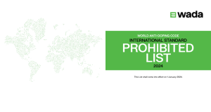 Reminder: WADA’s 2024 Prohibited List comes into force on 1 January