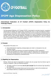 IFCPF - Age Dispensation Policy